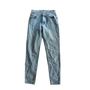 Vintage 80s Lee High Rise Jeans 5 MED Light Wash Made In Usa Union Label